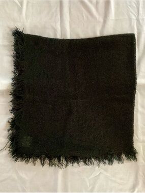 Vintage Baar & Beards Oversized Black Fringe Blanket Scarf Shawl 80x80